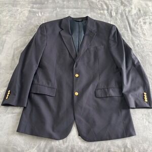 JoS‎ A.Bank Mens Navy Wool Blazer Gold Buttons Classic Business Sport Coat 46L